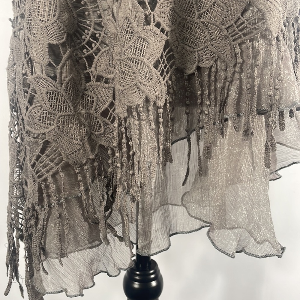 Pretty Angel Baby Doll Dress, Tunic, Lace, Floral,sheer,Fringe,Gray,Small - Picture 9 of 12